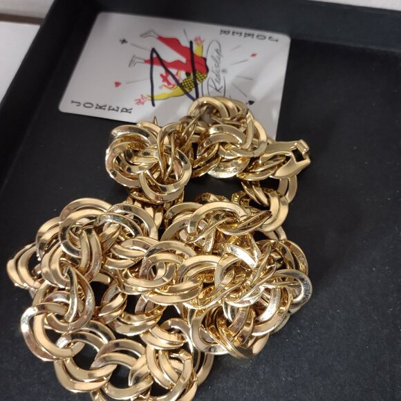 Gold Tone Large Link Chain Necklace - Picture 3 of 6